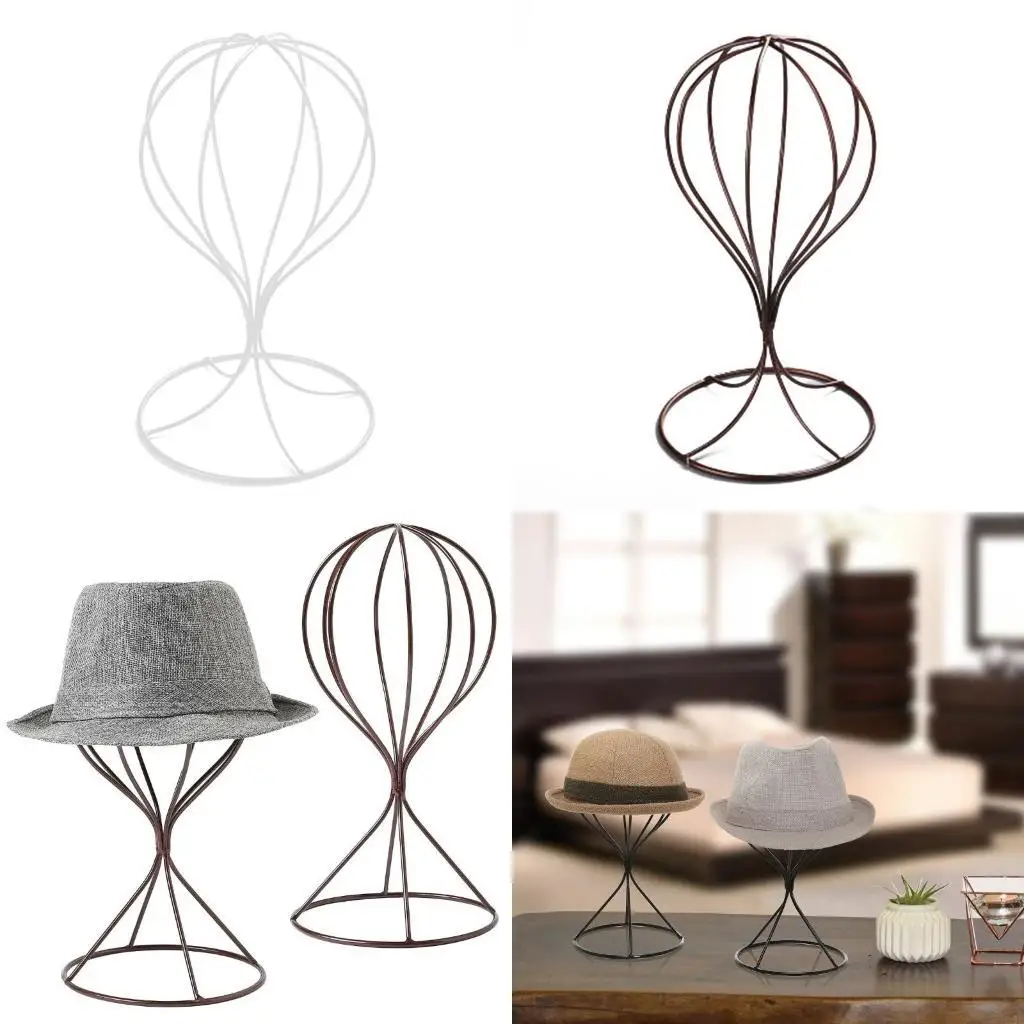 Decorative Tabletop Hat Rack, Metal Wigs Display Stand Holder for Cap and Wigs Storage Rack Durable Shelf