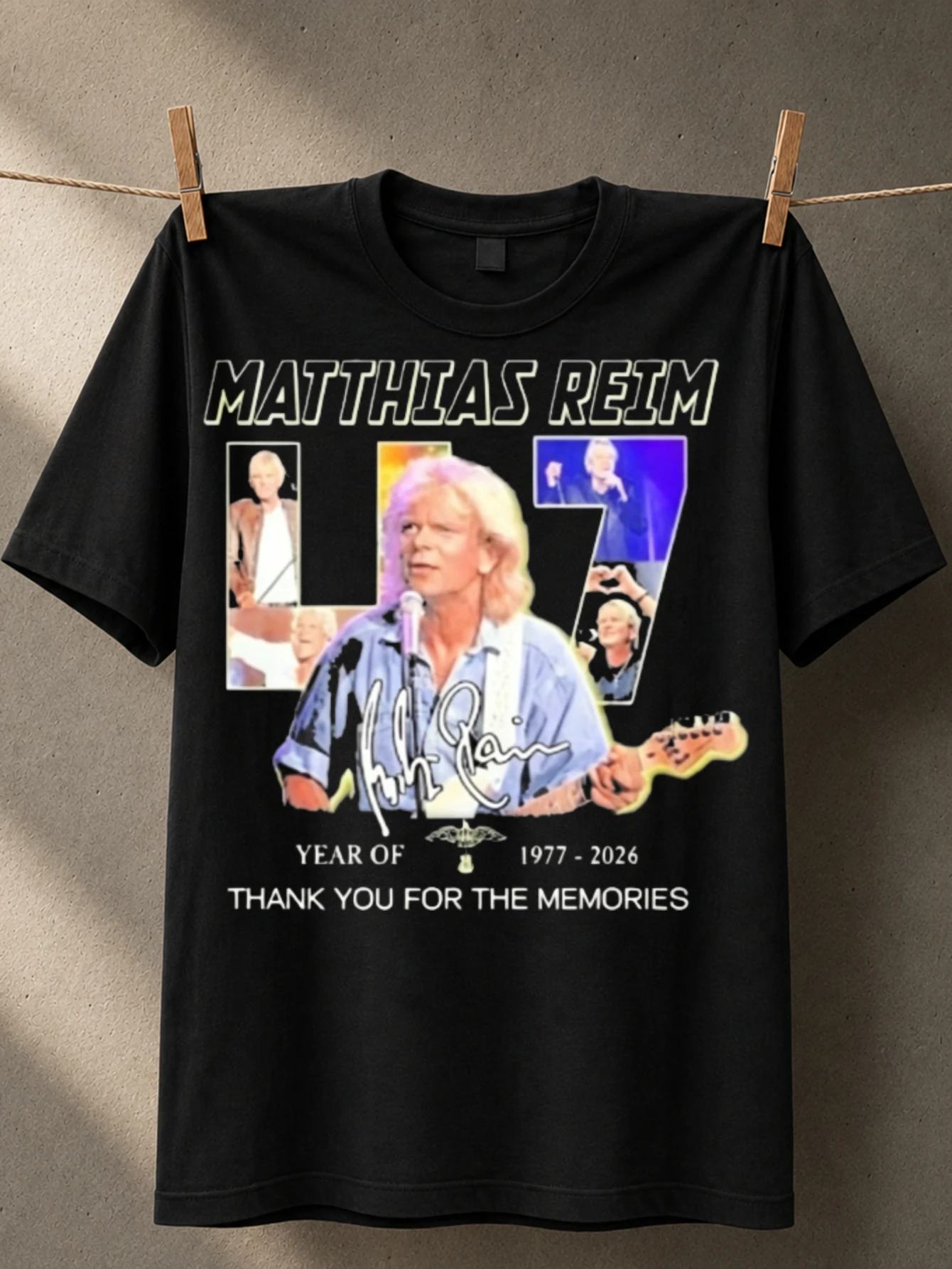 Matthias Reim 47 photo collage with guitarist signature year dates and thank you memories wording  Unisex All T-Shirt