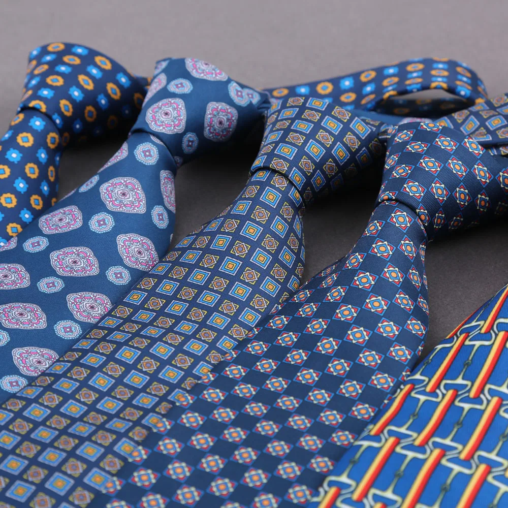 Classic Men's Imitation Silk Ties Soft Novel Navy Blue Wine Red Polka Dot Plaid Neckties Business Wedding Accessories Neck Ties