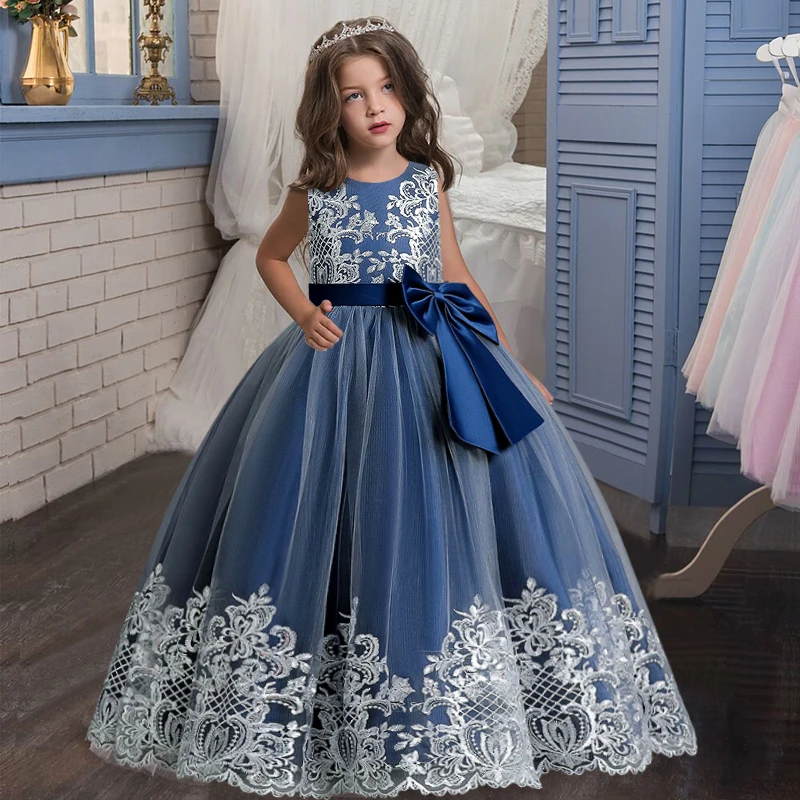 New Christmas Party Princess long dress children\'s dress children\'s gauze lace birthday party dinner ball big butterfly dress