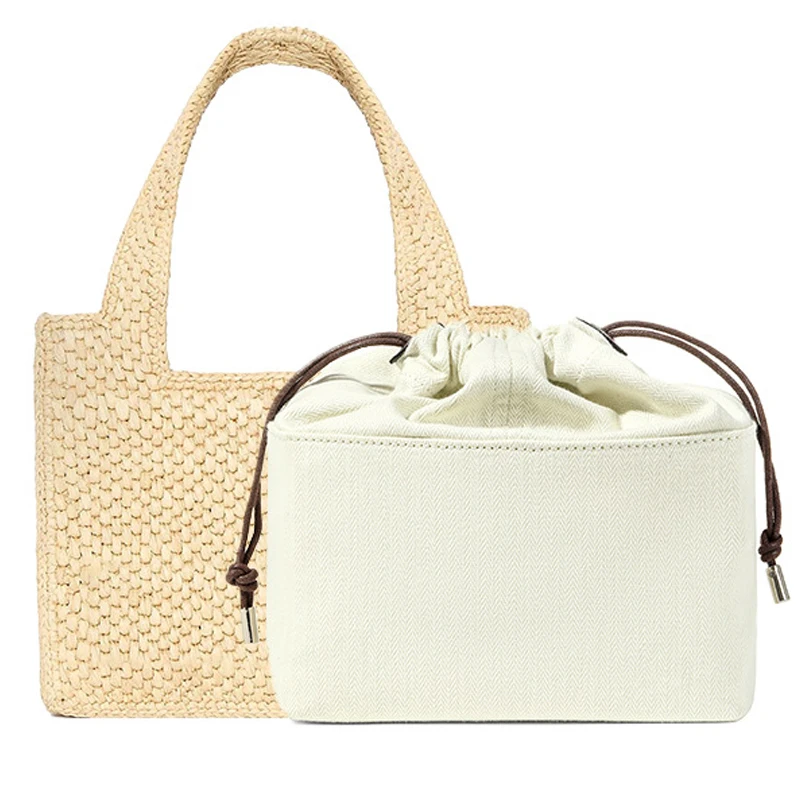 Drawstring Canvas Bag Organizer Insert for LEW Font Tote Straw Woven Bag Support Inner Liner Bags Accessories