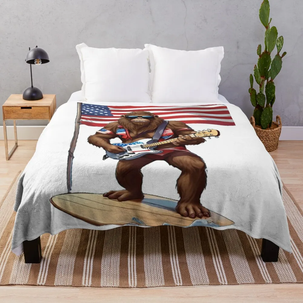 

bigfoot like summer music surfing USA July 4 Throw Blanket Soft Big Blankets Sofas Of Decoration Luxury St Blankets