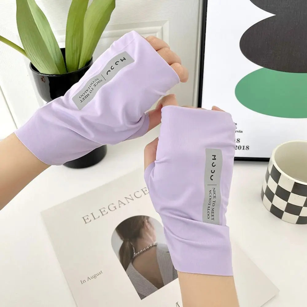 Touch Screen Gloves Sun Protection Gloves Non-slip Gloves Half Finger Sunscreen Ice Silk Gloves Ice Silk Mittens Anti-UV