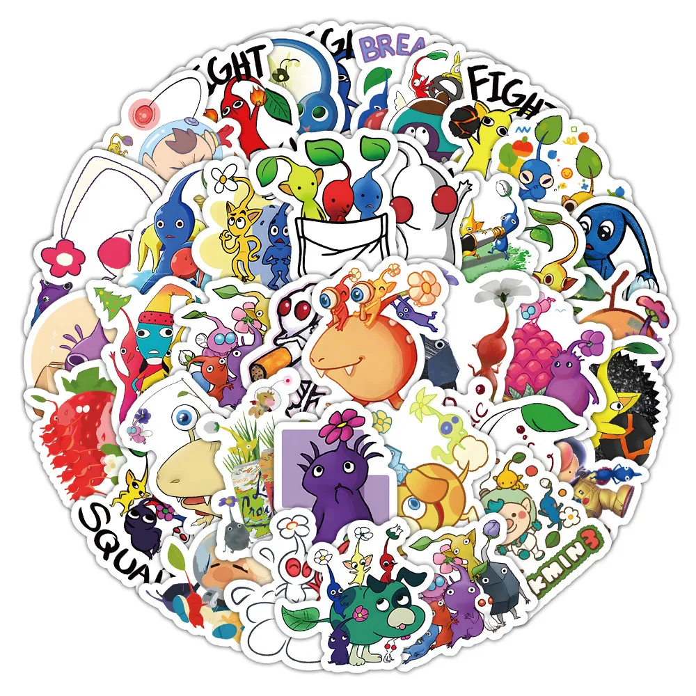 100PCS Cute Plant Pikmin Doodle Stickers - Adventure-Themed Decals for Journals, Laptop Skins & DIY Accessories