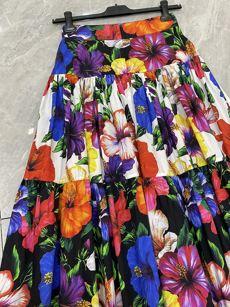 Seifrmann Casual printed cotton two-piece round neck short-sleeved top high waist skirt suit 2026 summer new women's clothing
