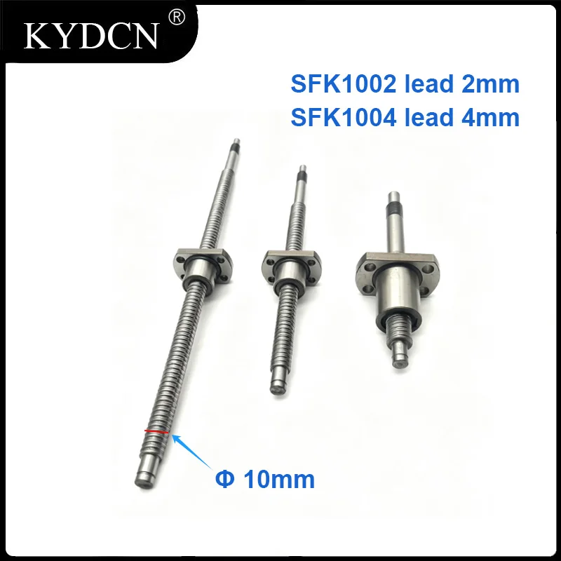 1002 1004 Miniature Ball Screw Lead 2mm 4mm C7 Lead Screw with SFK Series Ball Nut 100mm 200mm 300mm 550mm for CNC 3D Printer