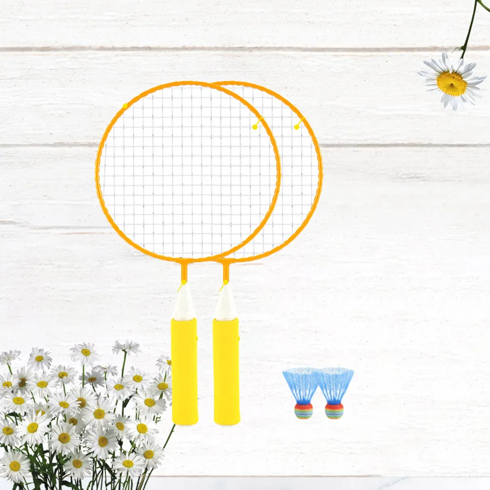 1Set Child Friendly Badminton Racket Set Fine Painted Finish Smooth Handle Safe for Boys Girls Beginners Outdoor Recreation