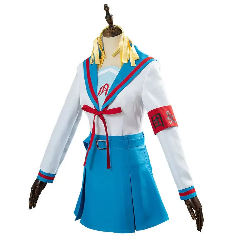 زي Suzumiya Haruhi Jk زي تنكري أنيمي نو Yuuutsu تنورة علوية للفتيات شعر مستعار للهالوين كرنفال الهالوين الزي كوس