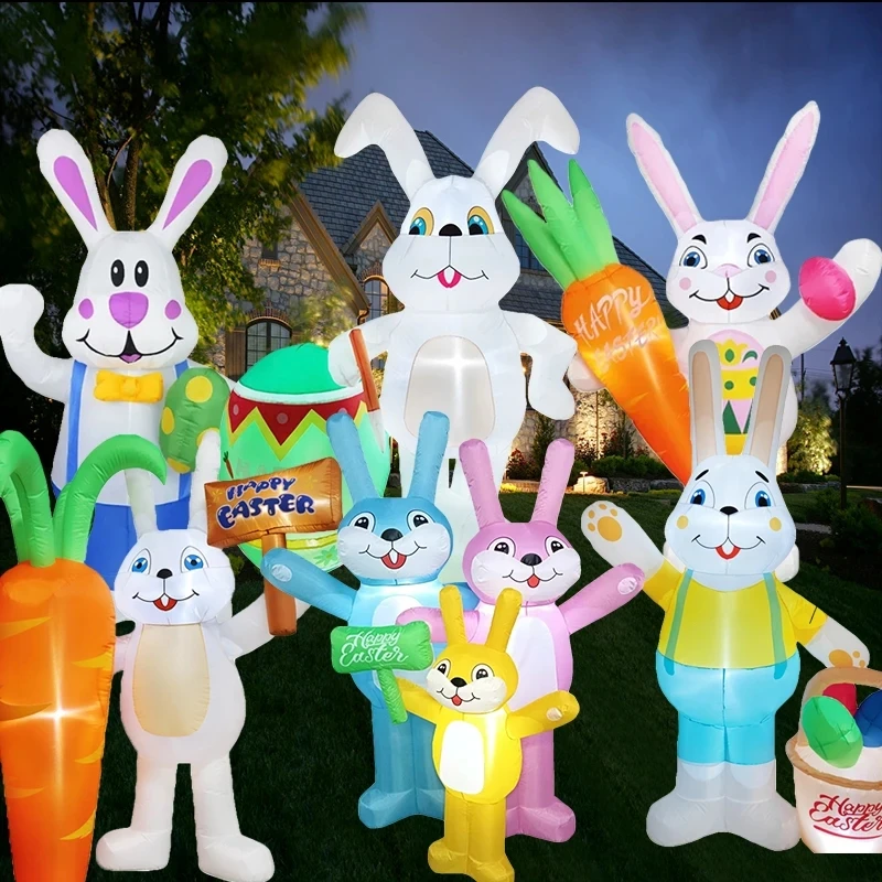 Easter Inflatable Decoration Cute Rabbit Inflatable Toys Happy Easter Festival Party Bunny Model Bunny Outdoor Indoor Decor