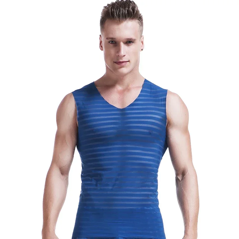 1 قطعة سترة الرجال في القطب الجنوبي رقيقة اللياقة البدنية الرياضة الحرير الجليد سلس سترة الصيف ضيق أكمام تي شيرت واسعة الكتف التجفيف السريع #3