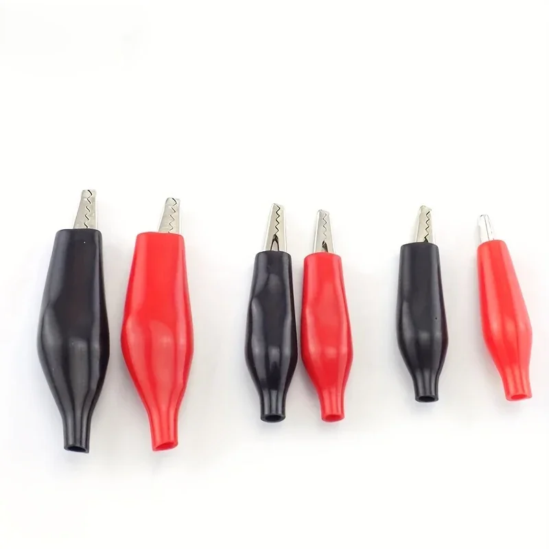 60 PCS Metal Alligator Clip crocodile electrical Clamp FOR Testing Probe Meter 28MM 35MM 45MMBlack and red Plastic Boot