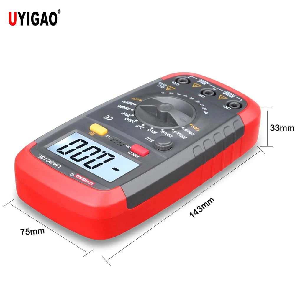 UYIGAO Medidor de Capacitância Digital Profissional, Capacitor Tester, Retenção de Dados Ferramenta Eletrônica de Diagnóstico, 200pF-20mF, UA6013L