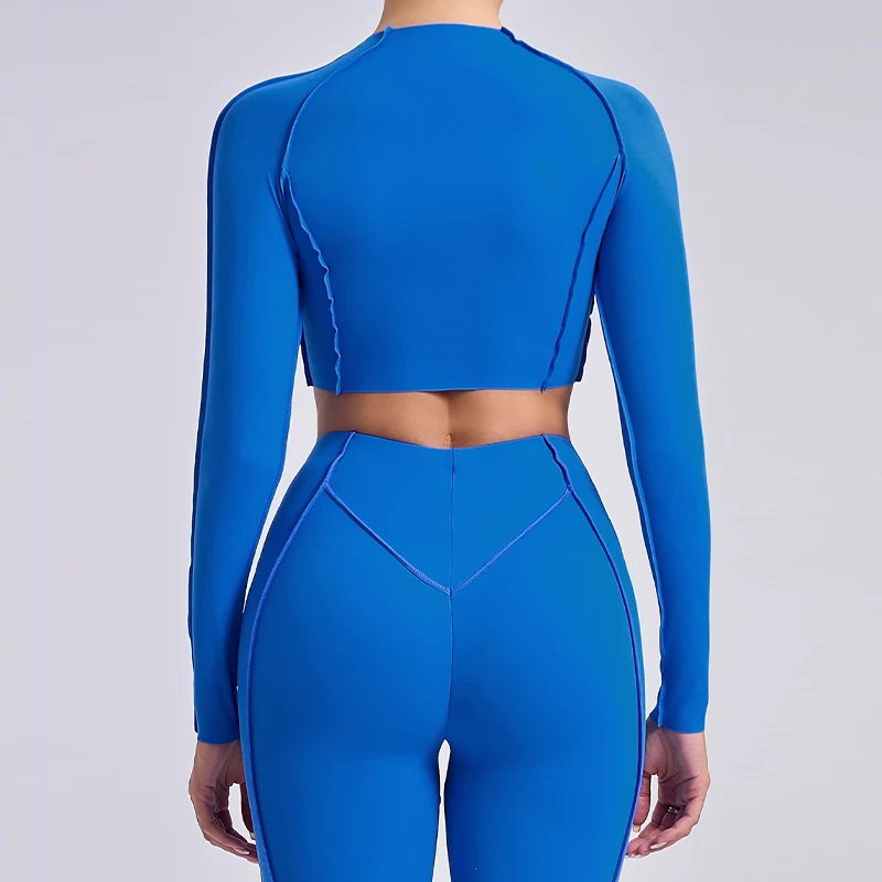 Ctenkevet النساء في الهواء الطلق الرياضة سريعة الجافة ضيق تي شيرت طويل الأكمام ملابس لليوجا الإناث الصالة الرياضية الملابس امرأة خطوط أنيقة المحاصيل الأعلى