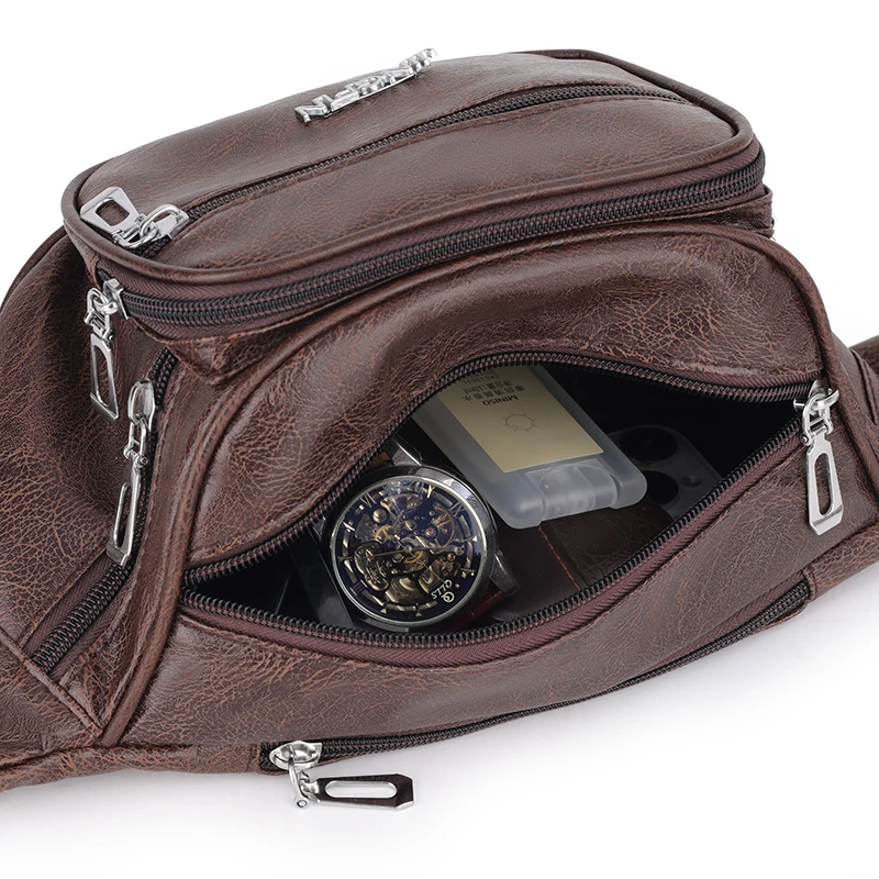 بو الجلود حزمة مراوح العصرية الرجال الخصر حزمة حقيبة بحزام مقاوم للماء الذكور موضة حقائب كتف صغيرة للرجال حقيبة صدر للرجال عالية الجودة #4