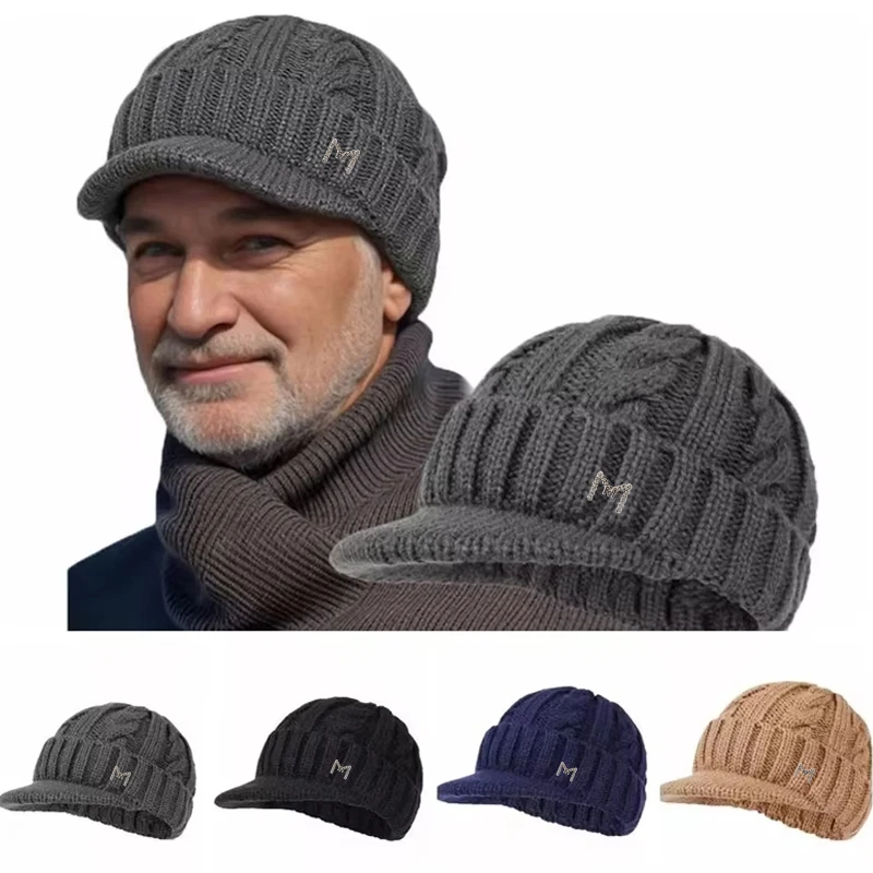 1pc Unisex Winter Warm Fleece Beanie hat,Trendy Casual Outdoor Running  Knit Dandy Pullover with Brim,Suitable for Skiing,sports