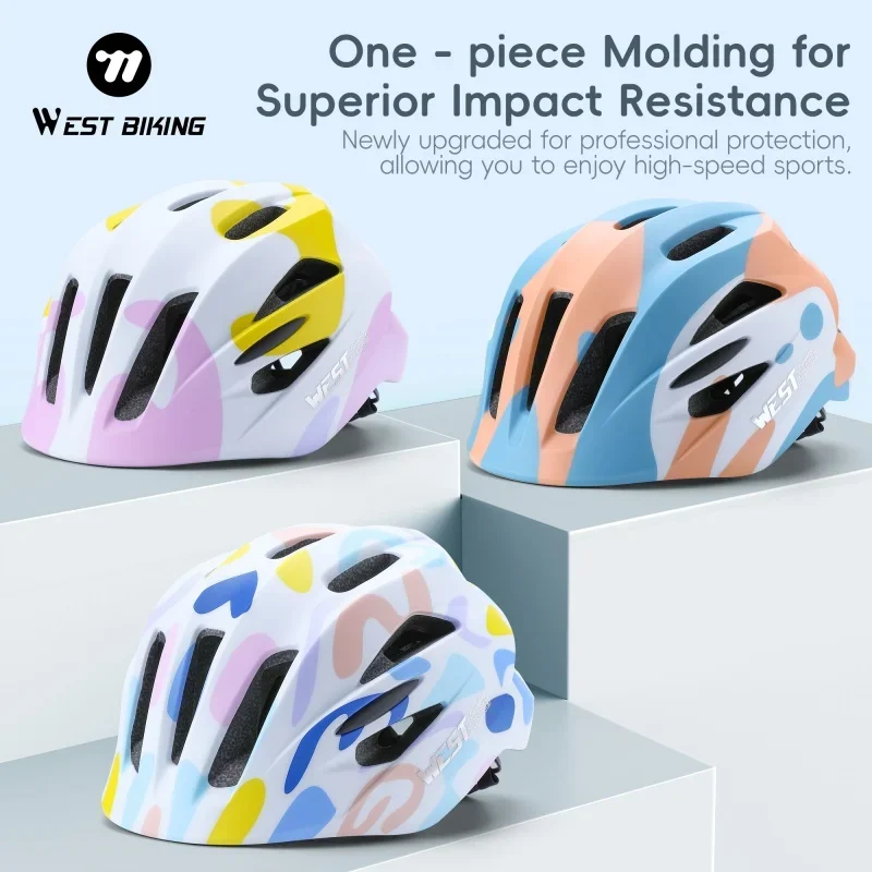 

WEST BIKING Children's Cycling Helmet Integrated Molding Safety Riding Protective Helmet Kids Sports Bike Skateboarding Helmets