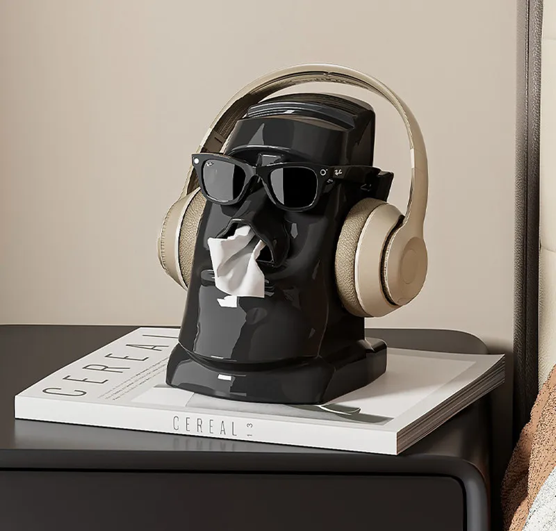 

Creative Paper Holder Easter Island Funny Statue Tissue Box Napkin Paper Box 3D Headphone and sunglasses holder