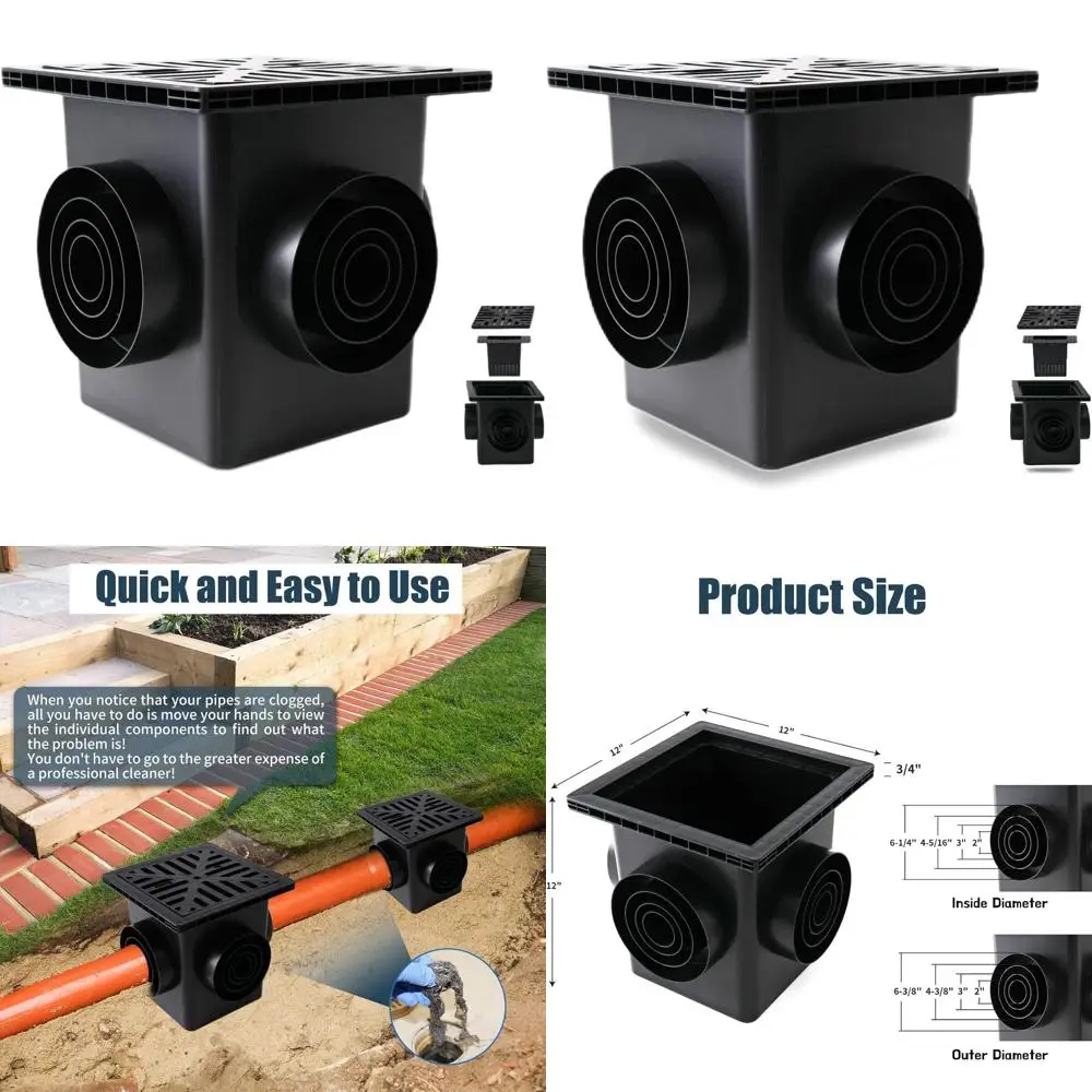 

Universal 12 Drainage Kit with Basket Strainer for 4 Pipe Sizes (2, 3, 4-3/8, 6-3/8) - Ideal for Outdoor Gardens and Yards