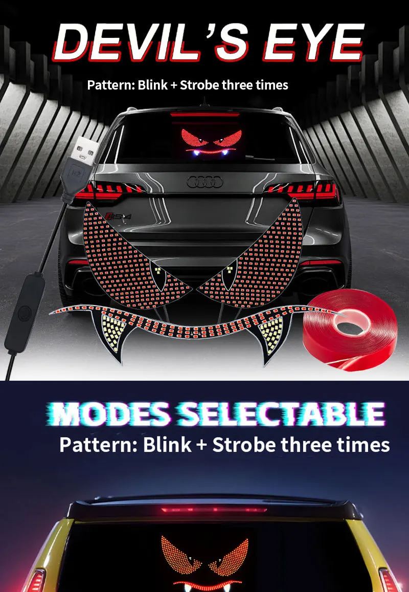 

Truck Demon Eye LED Display, RGB Atmosphere Light with Warning Function