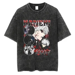 Camiseta negra Harajuku para hombre, camisa con estampado gráfico de Tokyo Ghoul, de algodón, informal, de manga corta, de verano