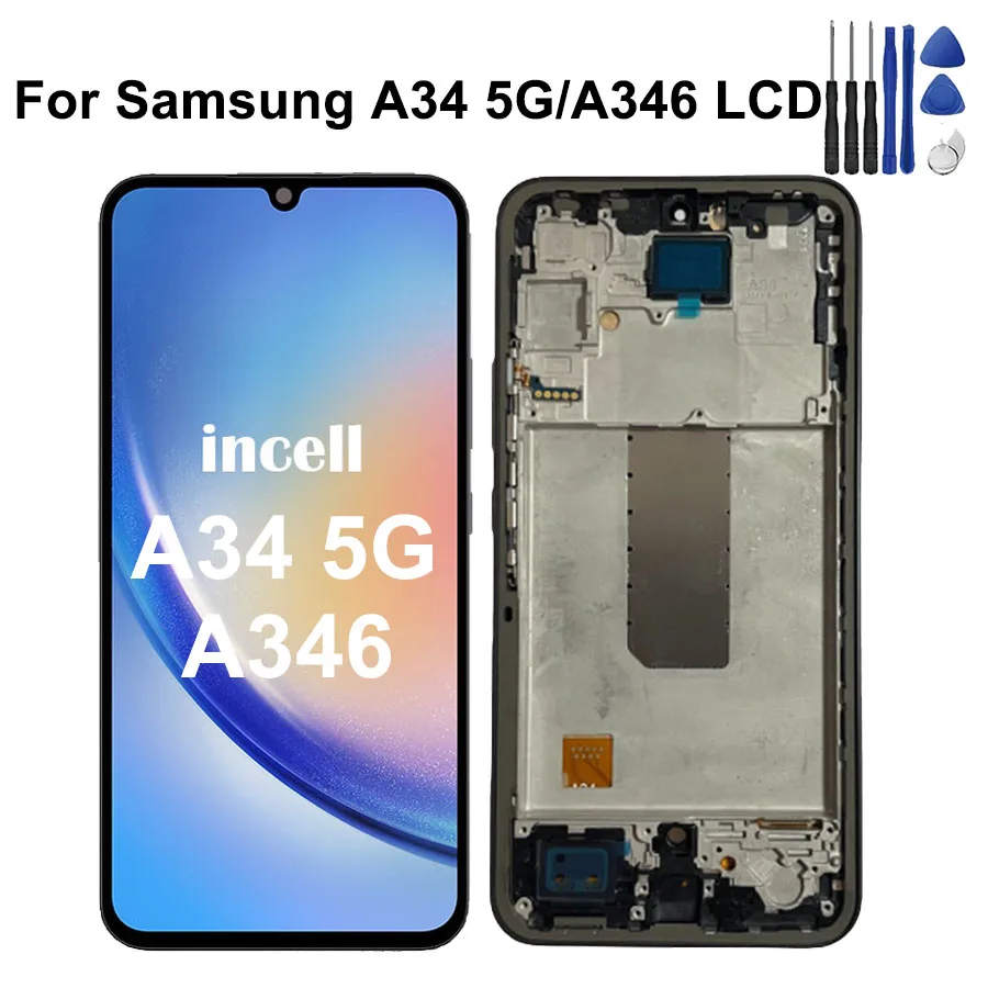 6.6\'\'A34 5G Display For Samsung A34 5G A346 A346B A346E A346M A3460 LCD Display Touch Screen Digitizer Assembly Replacement