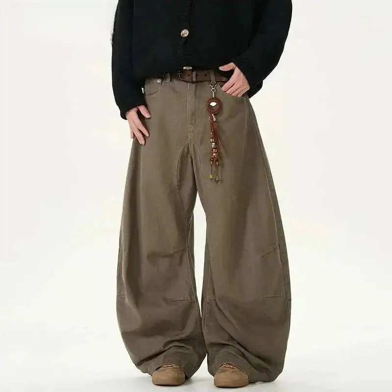 

Мужские джинсы IEFB American Sle, повседневные джинсы с силуэтом цвета, невращающиеся, нейлоновое волокно, нейтральные повседневные джинсы с завязками