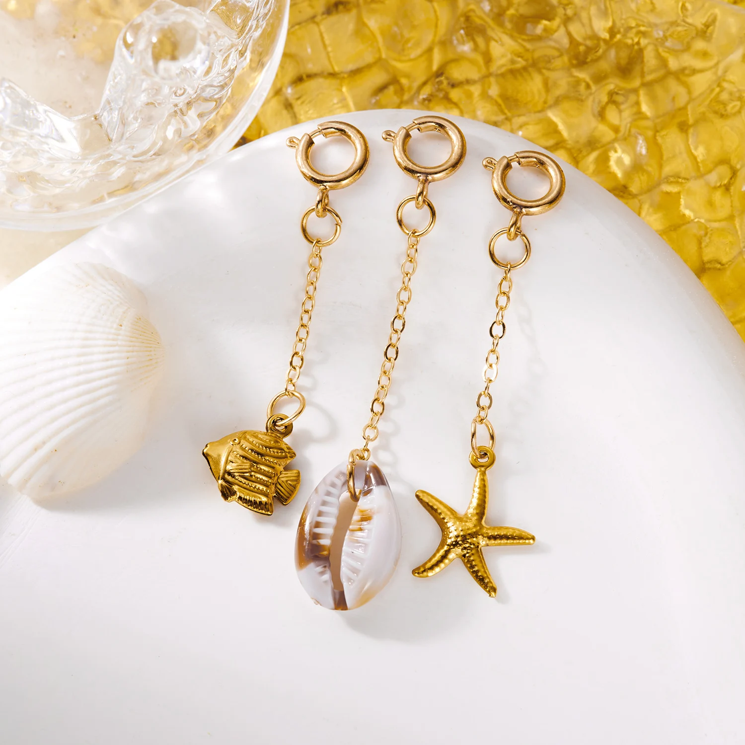 Gmai Edelstahl Muschel Seestern Bikini-Anhänger Wasserdichte Clips für Damen Boho Badeanzug-Anhänger Party Körperschmuck – Detail 5