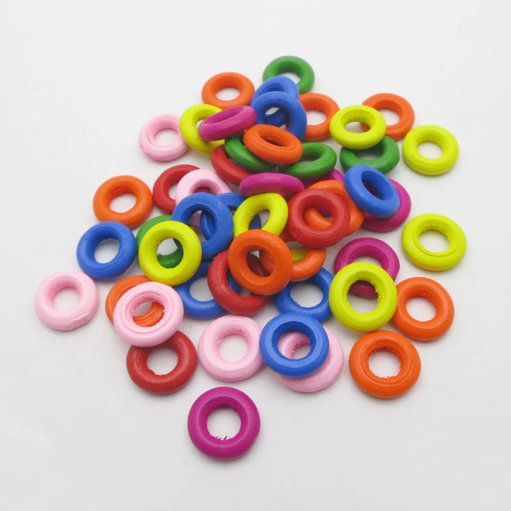 50Pcs Large Hole 15mm Colorful African Wooden hair braid dread dreadlock beads rings for DIY hair women girls men Accessories