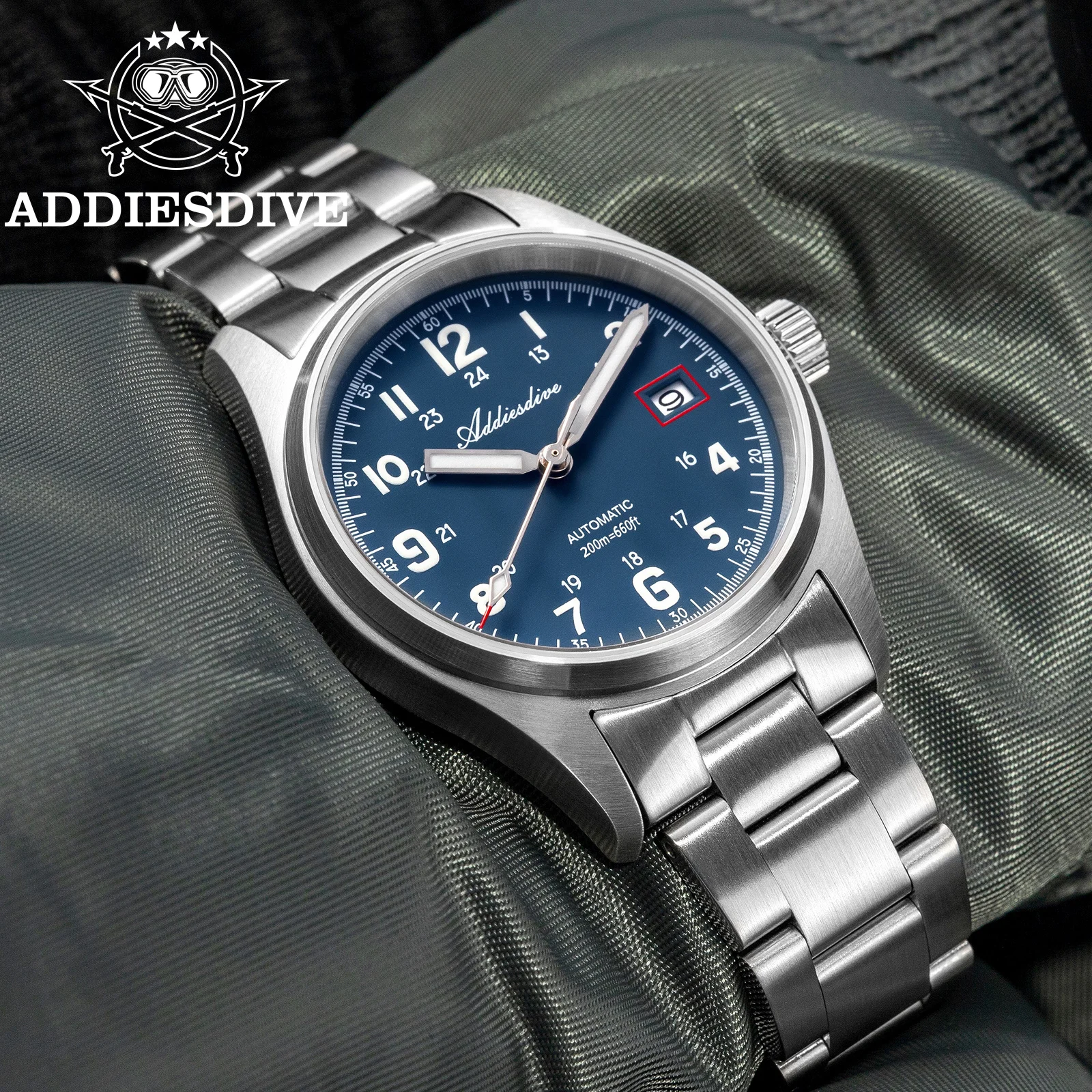 ADDIESDIVE Men Watch Automatic Watch 39mm Sapphire 200m Waterproof Mechanical Stainless Steel Luminous NH35 Dress Wristwatch New