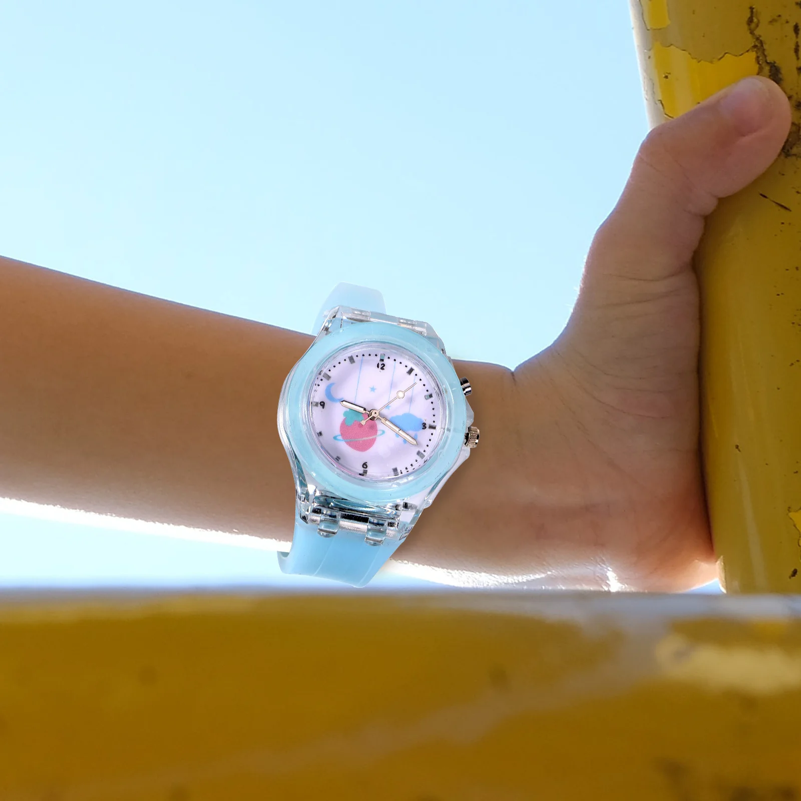 ساعة يد كرتونية من السيليكون للطلاب، ساعة يد مضيئة بحزام قابل للتعديل لساعة اليد للطلاب