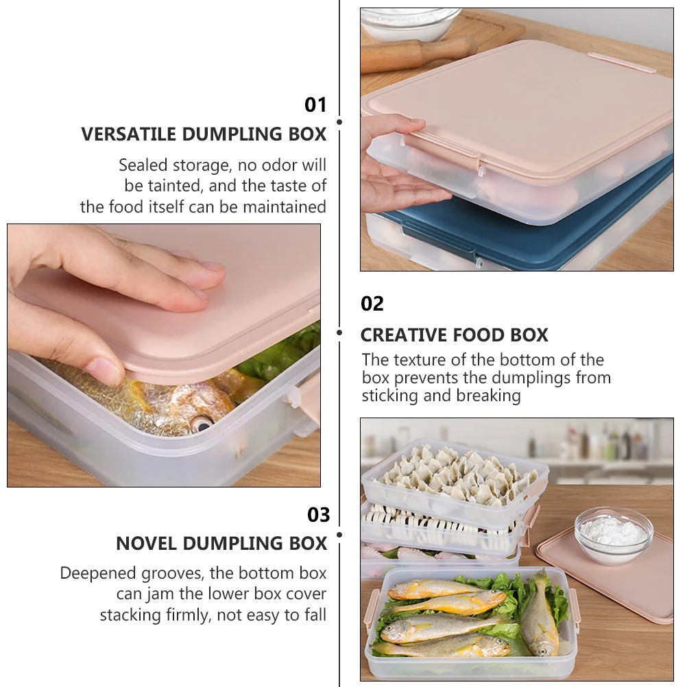 

1 pc Large Capacity Fresh Box Waterproof Practical Dumpling Storage Box Sealed Multi-Layer Food Container With Space Saving