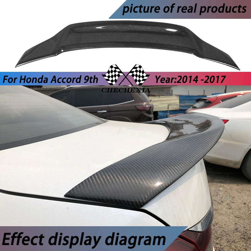 Car-styling R Style Luster Carbon Fiber/FRP Rear Trunk Spoiler Wing Fit For Honda Accord 2014 - 2016