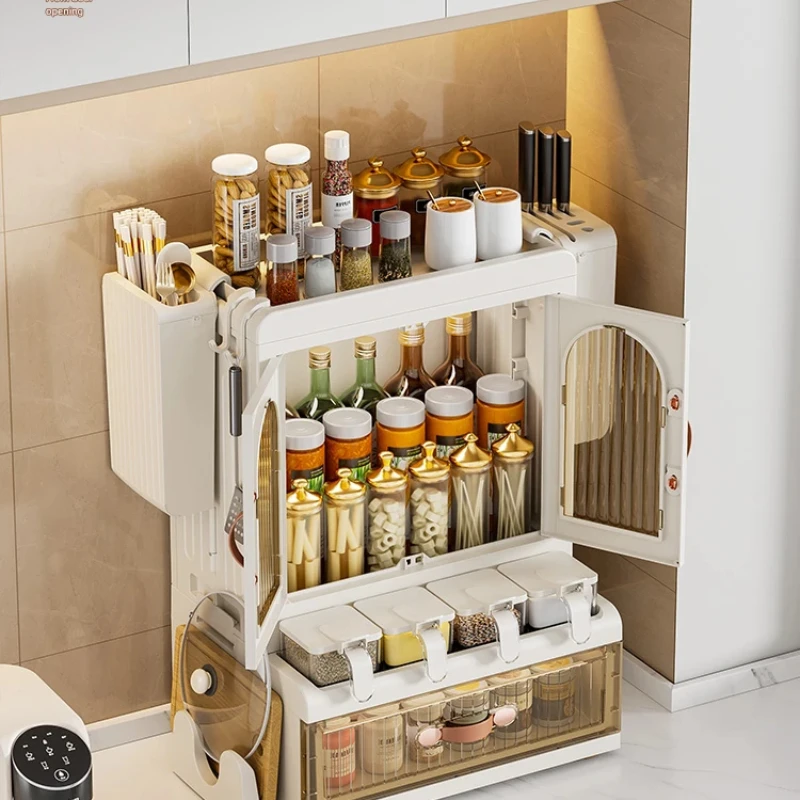 Kitchen spices, shelves, countertops, supplies, knife holders, chopsticks, storage boxes, condiments, multi-layer shelves