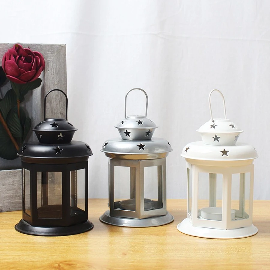 Hanging candle lamp ornament glass lanterns metal frames suitable for indoor and outdoor activities birthdays parties weddings view 2