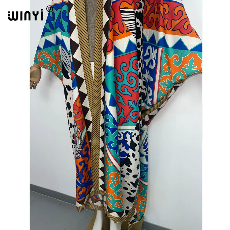 2022 WINYI Africa Summer party Beach Wear Swim Suit elegant women kaftan boho Cardigan colorful sexy Holiday long Sleeve Kimono