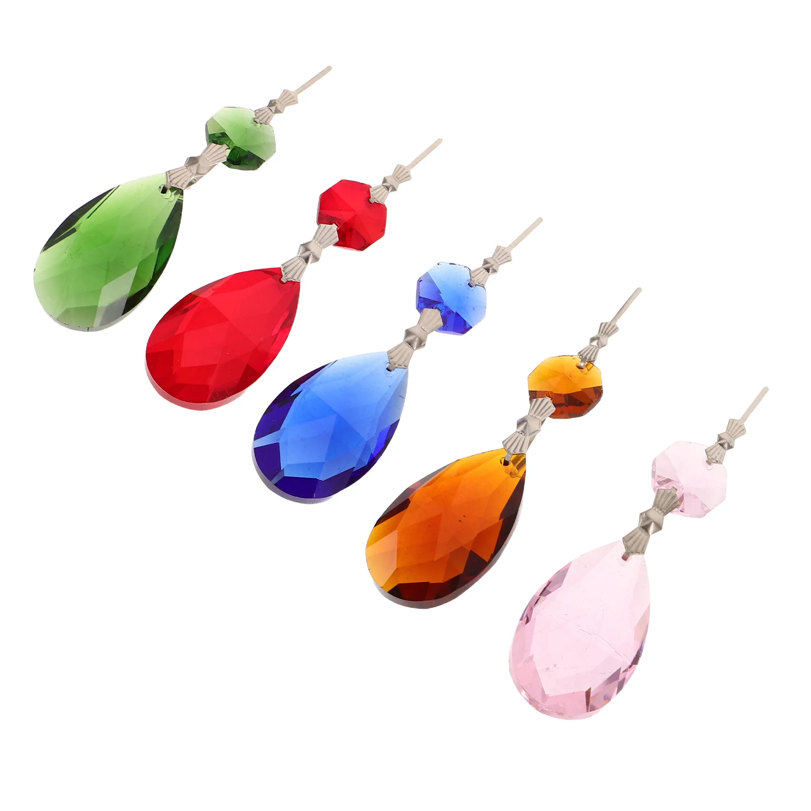 

5Pcs Colorful Teardrop Chandelier Crystals Prism Pendants Hanging Garland Decorations Window Ceiling Lamp Ornaments