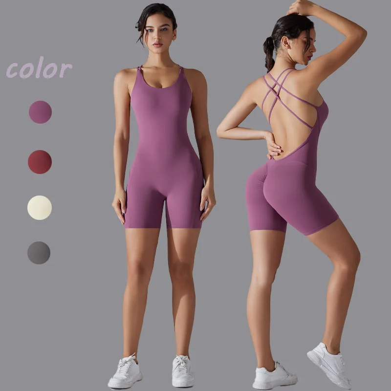

Ladies' New Yoga Pants One-piece Yoga Suit Sexy Backless Sporty Cautious Jumpsuit Breathable Lift Buttocks Sport Set Women