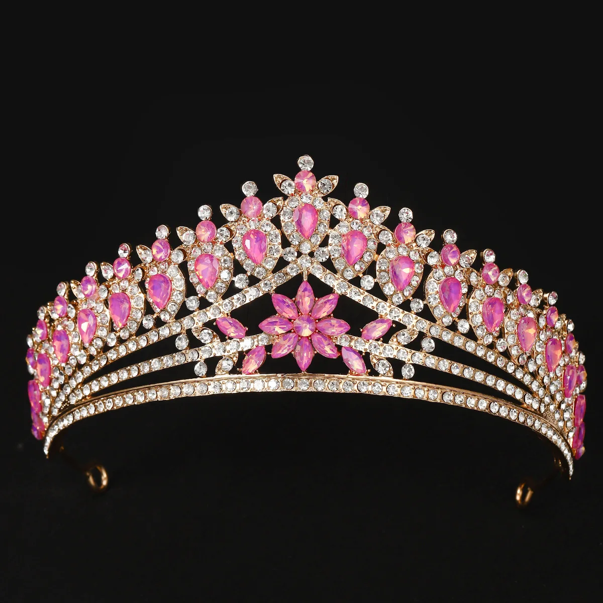 

Pink Crystal Tiaras And Crowns For Women Bride Pink Rhinestone Prom Diadem Crown Tiara Bridal Wedding Hair Accessories Jewelry