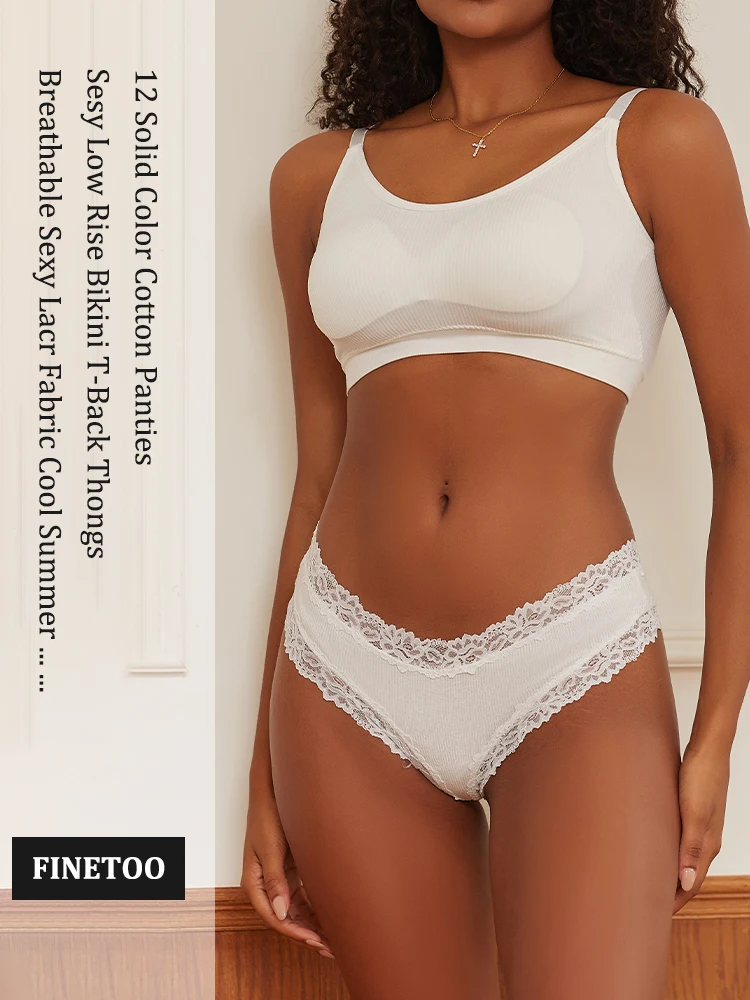 6 ks/sada sexy krajkové bavlněné kalhotky pro ženy, brazilské kalhotky, dámské sexy nízký pas, elastické T-back bikiny, pevné měkké spodní prádlo, velikost S-XL - náhled 5