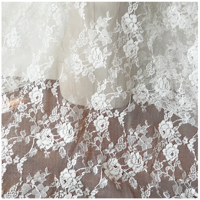 Gestricktes Netz für Hochzeitskleider, weißer Blumen-Spitzenvorhang, Stoffaccessoires, RS4055, neu – Detail 3