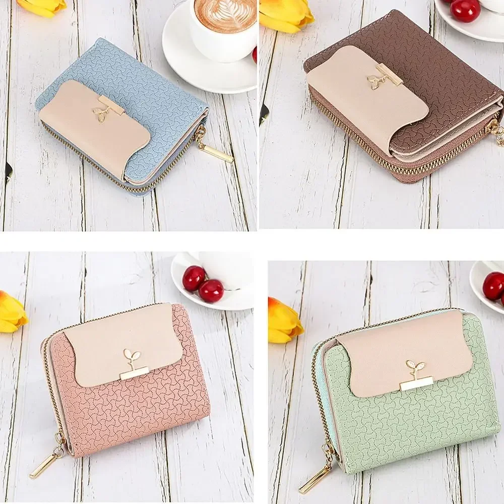 Japanese Style Small Fresh Clutch Bag Women's Zipper Wallet with Buckle Coin Purse with ID Window Cash Pouch Pocket Wallet