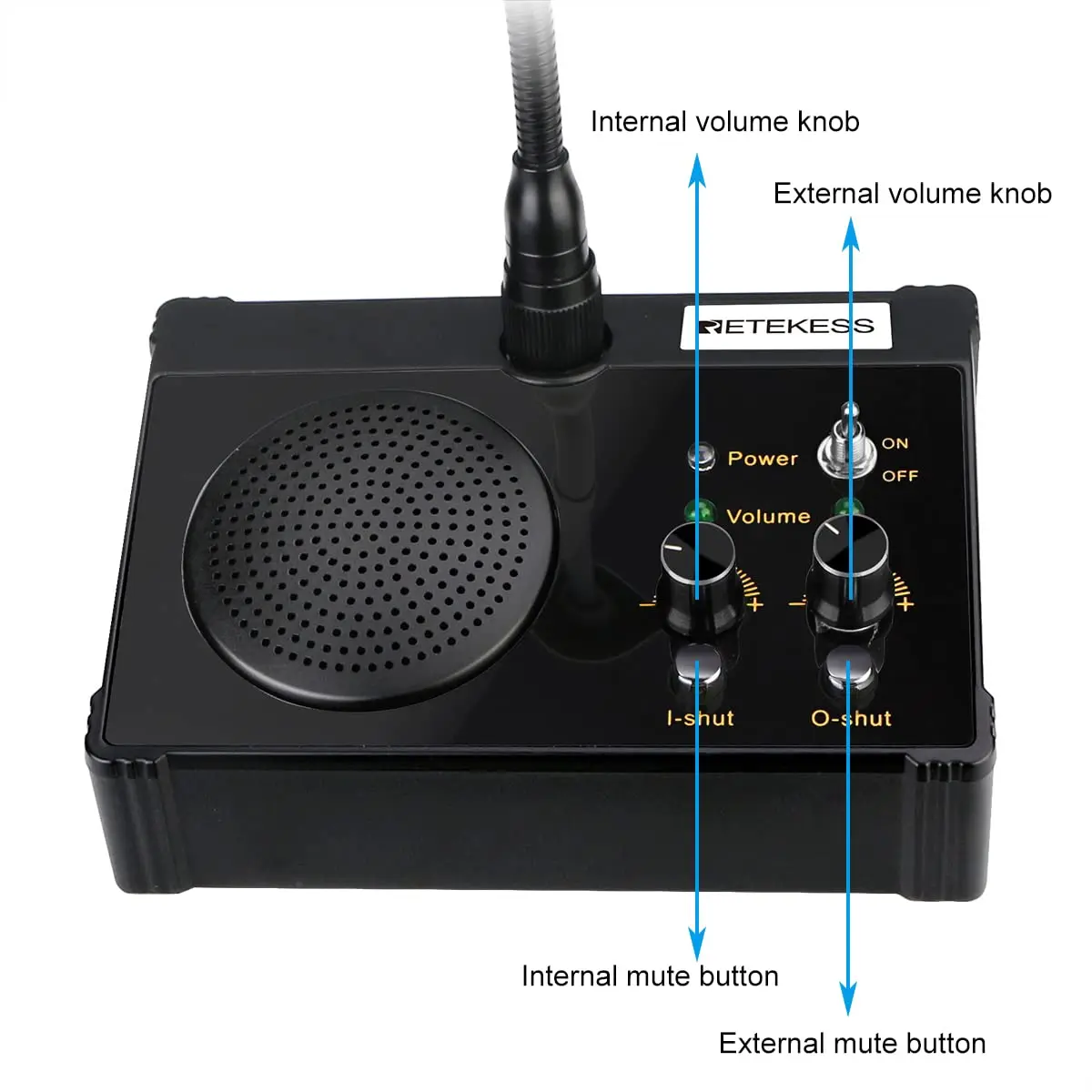 Retekess TW106 5W Dual Way Window Counter Intercom Counter Interphone System For Restaurant Bank Office Store Station Clinic