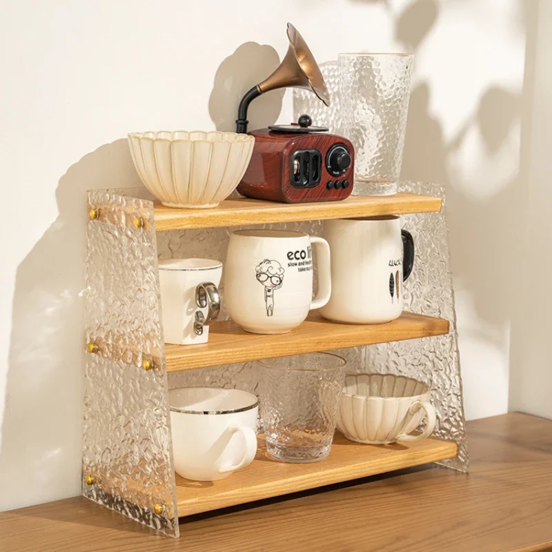 

Настольная коробка для хранения из массива дерева, черный орех, акриловая полка, подставка для чашек, держатель для кружек, дисплей, полка, органайзер для офиса