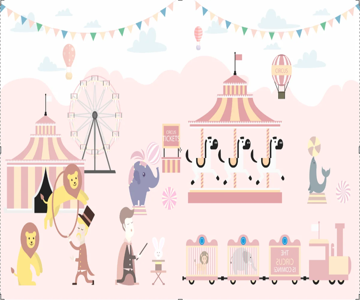 

Custom wallpaper Pink cartoon circus background mural home decor Children's room Kindergarten background wall 3d wallpaper