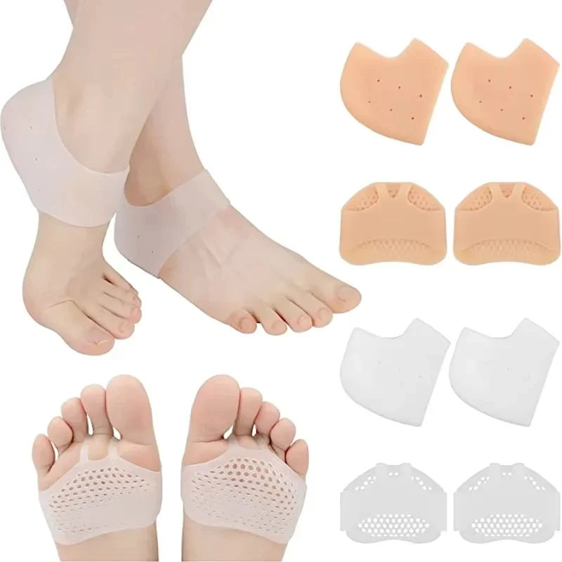 2/4/6/8 Pairs Silicone Heel Protectors Gel Metatarsal Pads Forefoot Cushion For Women And Men Foot Comfort Pad