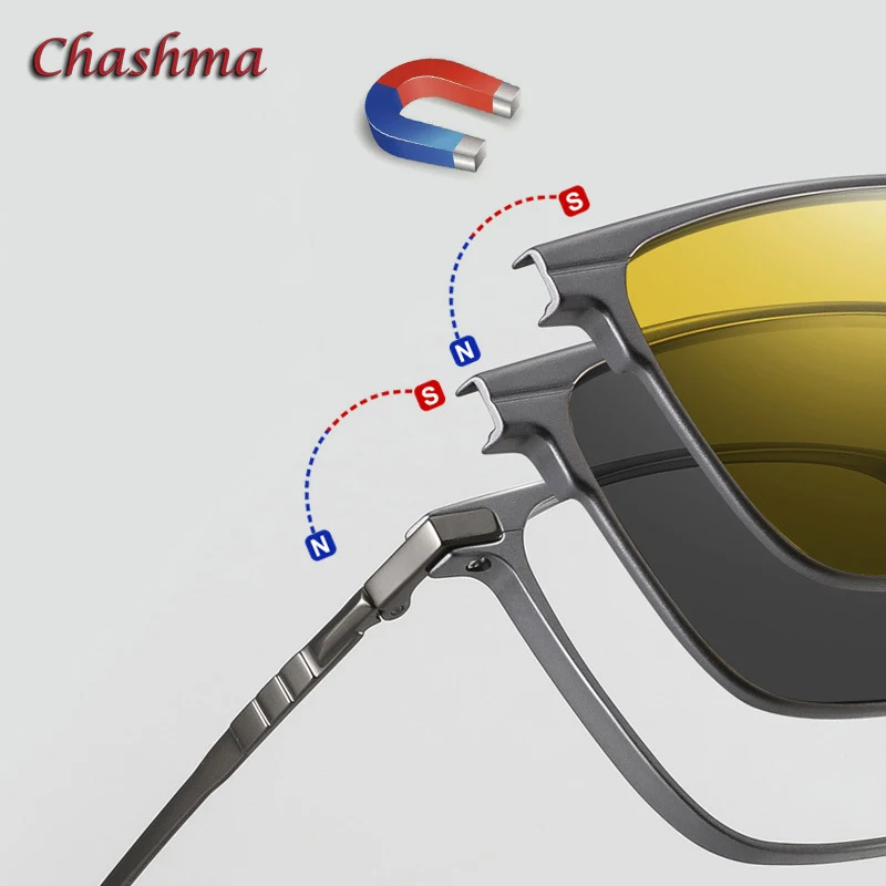 Chashma Men Prescription Glasses Clip on Polarized Layer Sunglasses Ultra Light Weight Top Quality Wide Filed Varifocal Lenses