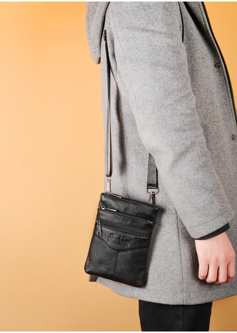 Echte Leder-Herren-Umhängetasche Hochwertige Business-Messenger-Tasche Mini-Hüfttasche mit Großer Kapazität – Detail 10
