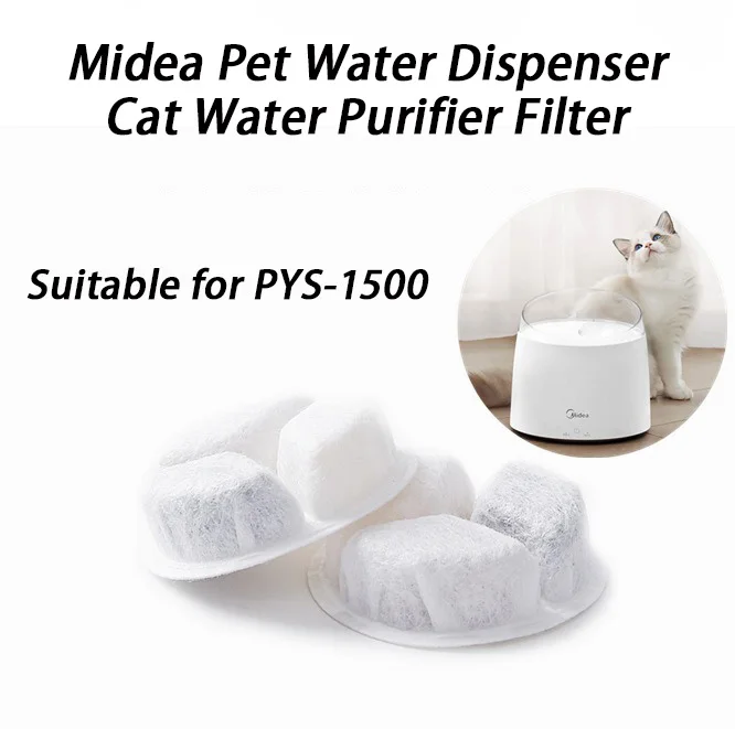 2Pcs Special Midea PYS-1500 Cat Water Dispenser Filter Replacement Activated Carbon YS101 Element Filter Screen Cats Supplies