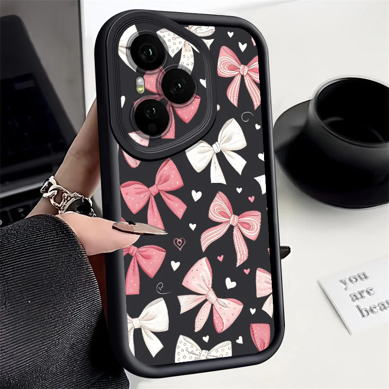 Cartoon Bow Pattern Phone Case For Honor 400 200 Pro Magic7 Lite X8c X9c Smart X6a X6b X6c Shockproof Soft TPU Silicone Cover