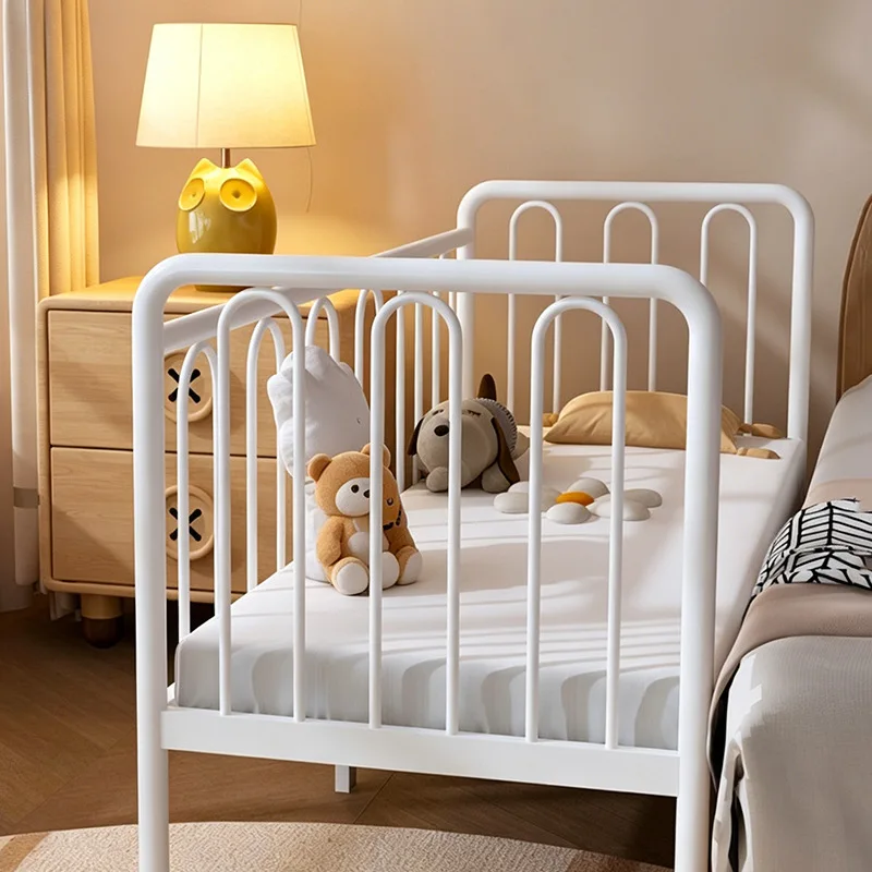 Baby carbon steel bed frame with guardrail baby crib small bed boy steel frame single bed edge